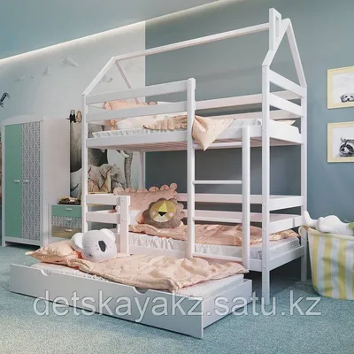 Стильная кровать для детей Максим. Из ольхи