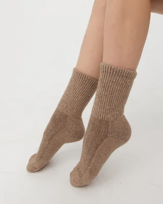 Высокие вязаные носки цвет: коричневый, артикул: 3810142405 – купить в  интернет-магазине sela