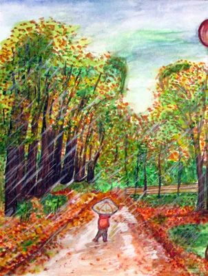 Ребенок Плаще Играет Улице Дождем Сезонное Фото Осенняя Погода Теплая  стоковое фото ©xload 309910714