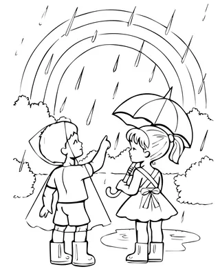 Осенний дождь — раскраска для детей. Распечатать бесплатно.