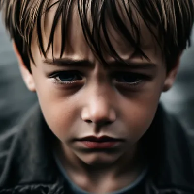 Маленький грустный мальчик плачет на черном фоне. Жестокое обращение с  детьми концепции :: Стоковая фотография :: Pixel-Shot Studio