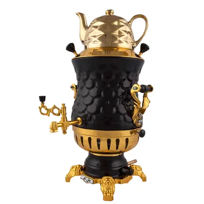 Antique Imperial Russian Tula charcoal Brass Samovar hand painted -