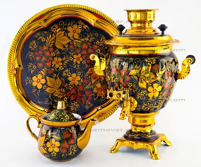 Samovar \"Acorn\" set painting \"Khokhloma\"