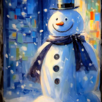 Снеговик-почтовик с большим конвертом…» — создано в Шедевруме
