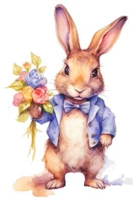 Bunny with flowers. Зайчик с цветами. PNG. | Самые милые животные, Цветы,  Обои