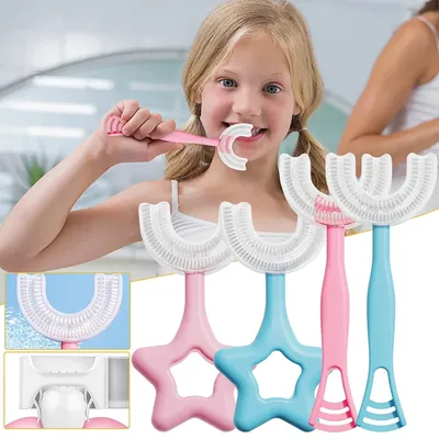 Мягкая Силиконовая зубная щетка для детей, 360 градусов, U-образная зубная  щетка, Papanicolaou учебная зубная щетка, зубная щетка для малышей SANA889  | AliExpress