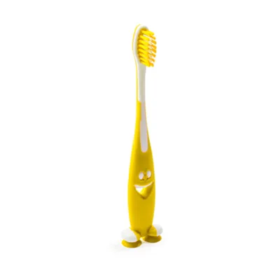Зубная щетка для детей ярких цветов и дизайна soft touch, с присосками на  основании, цвет желтый - CI9944S203 - заказать нанесение логотипа в Киеве,  заказ брендирования на Зубная щетка для детей ярких