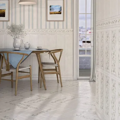 Плитка керамическая Kerama Marazzi 7188 Кантри Шик белая панель матовая  декорированная 200х500 мм, цена - купить в интернет-магазине