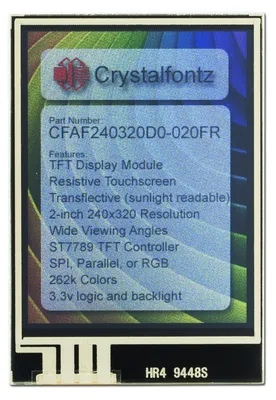 240x320 2\" Sunlight Readable Resistive Touchscreen TFT Display from  Crystalfontz