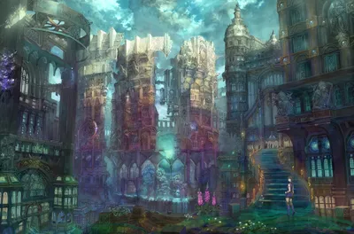 Wallpaper Anime Fantasy Fantastic world Cities Building 3100x2046