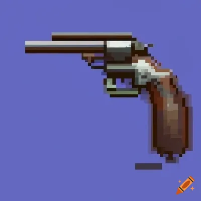 Side view of a colt navy revolver in pixel art on Craiyon