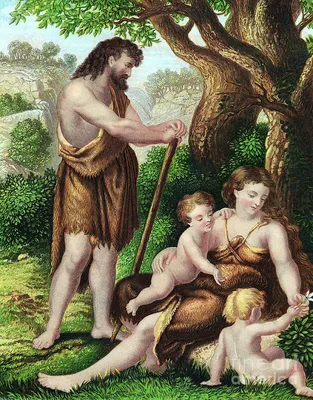 Adam And Eve With Their Sons, Cain by Print Collector