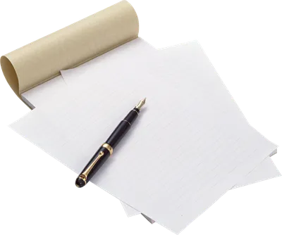 Notepad with blank paper next to black pen on white background. Isolated.  Mockup. Stock Photo | Adobe Stock