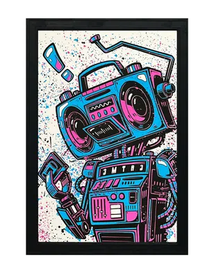 Retro boombox with popping colors and shapes on Craiyon