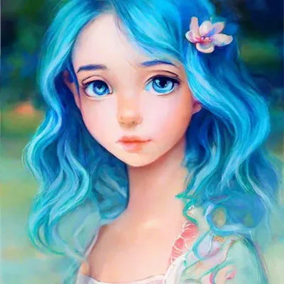 Картинки девушек с голубыми волосами обои