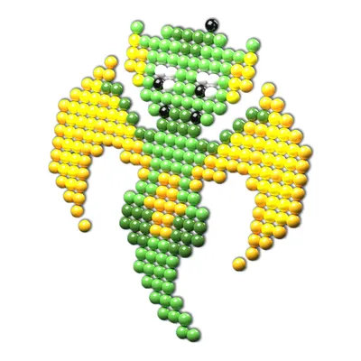 Аквамозаика «Дракончик зелёный», более 1000 шариков, 3 трафарета, в пакете  - РусЭкспресс