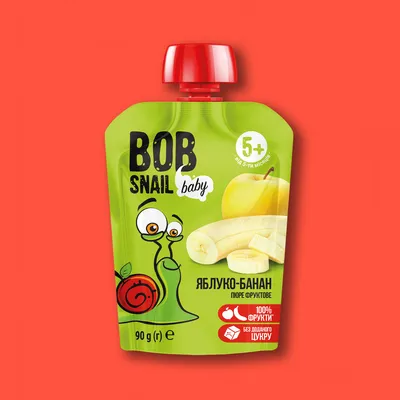 Пюре фруктовое Bob Snail Яблоко-Банан для детей от 5 месяцев 90 г ᐈ Купить  по выгодной цене от Novus