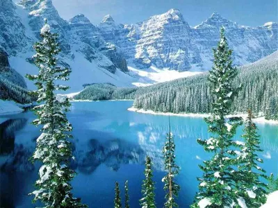 Обои природы для экрана компьютера - Зимнее озеро в горах