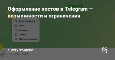 Оформление постов в Telegram — возможности и ограничения — Alexey Starcev  на vc.ru