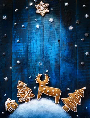 Картинки Олени Рождество Звездочки Елка снежинка Еда Печенье Доски