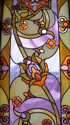 Витраж «Цветы в вазе», цветное стекло, ХХ век, 124 × 66см — Антикварная  лавка в Калашном