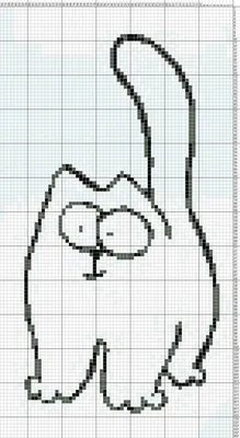 Рисунок кота карандашом по клеточкам (22 шт)