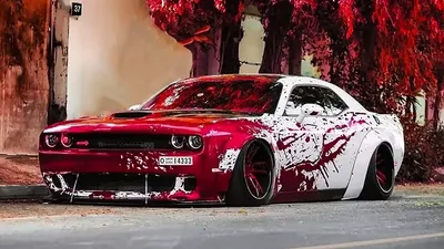 Картинка Додж Challenger Hellcat SRT Widebody 2019 красных 3840x2160