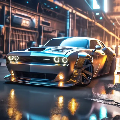 Dodge challenger в постапокалипсис, …» — создано в Шедевруме