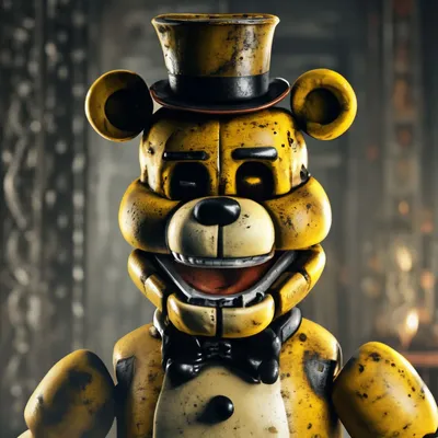 Adorable golden freddy puppet with fluffy fur texture on Craiyon