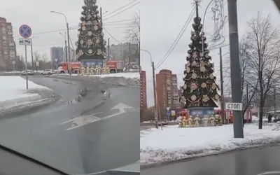 Раскраска Новогодний хоровод вокруг елки - Раскраскина