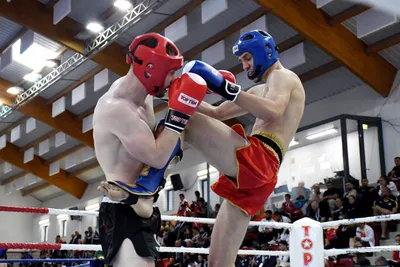 Muscular kick-box or muay thai fighter punching in smoke. Stock Photo |  Adobe Stock