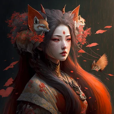 Japanese Fox Kitsune Digital Art by Nikolay Todorov - Pixels