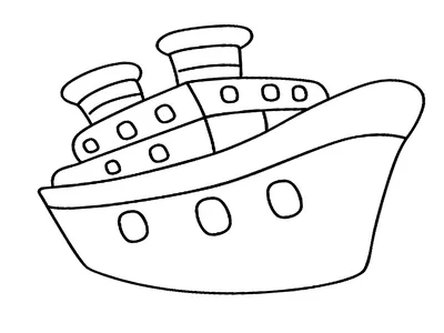 Корабль в море — раскраска для детей. Распечатать бесплатно.
