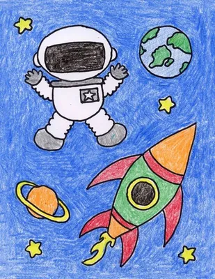 Космонавт рисунок детский - 138 фото