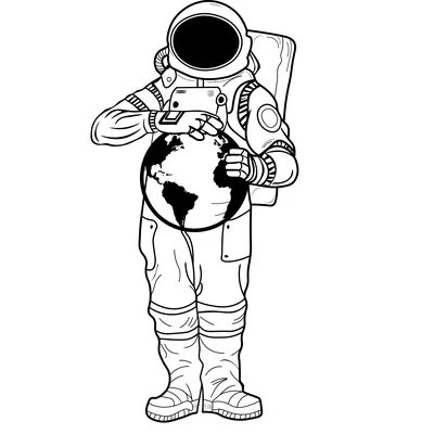 Раскраска контур мультяшной ракеты с космонавтом в космосе книжка-раскраска  для детей | Премиум векторы