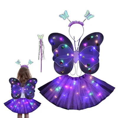 Женский костюм феи в виде крыльев бабочки со светодиодной юбкой | AliExpress