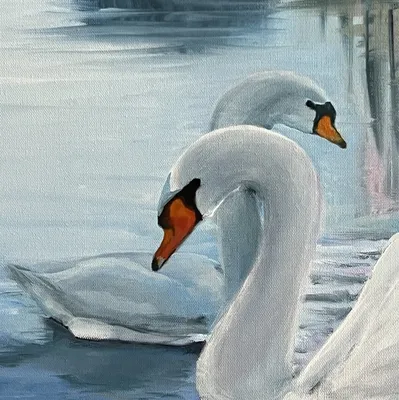 Картина по номерам \"Лебедь на пруду\"