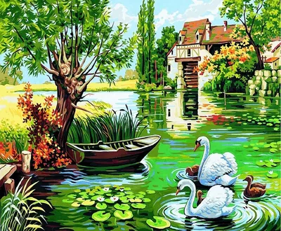 Topposters, Картина на холсте \"Лебеди на пруду\", 60х100 см - купить по  низкой цене в интернет-магазине OZON (1138750546)