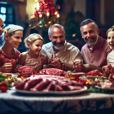 Семья людоедов за праздничным столом…» — создано в Шедевруме