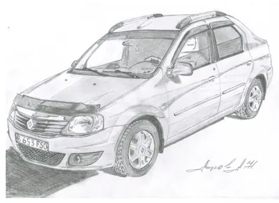 How to draw a Renault Logan car 2009 Draw a car with pencils Simply -  YouTube