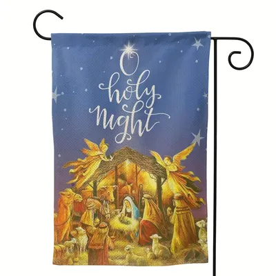 Merry Christmas Holy Nativity Garden Flag Xmas Virgin - Temu