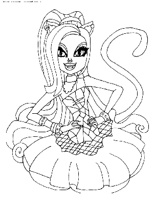 Раскраска Кэтти Нуар - дочь кошки-оборотня | Раскраски Монстр Хай (Monster  High coloring pages). Раскраски для девочек Монстер Хай