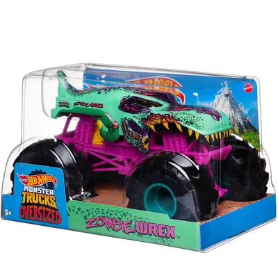 Купить интерактивная игрушка Mattel Hot Wheels монстр-трак фрикционный,  1:16 зеленый, цены на Мегамаркет