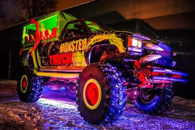 Машинка Hot Wheels Monster Trucks Glow In The Dark Battitude HCB50-30 |  hot-wheels.com.ua