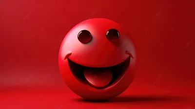 красный 3d смайлик улыбается, счастливое лицо обои, 3d смеющийся смайлик на красном  фоне, Hd фотография фото фон картинки и Фото для бесплатной загрузки