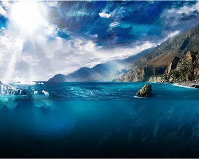 Море, льдины, горы обои для рабочего стола, картинки, фото, 1280x1024.