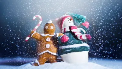 Новогодний снеговик обои на рабочий стол - Qapper.ru