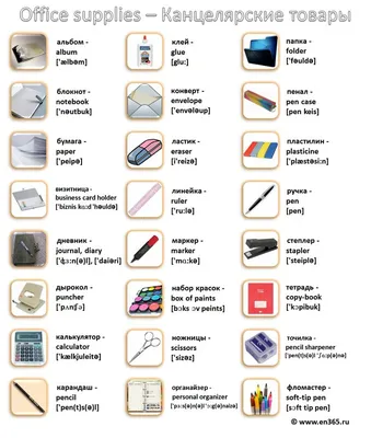 Канцелярские товары на английском языке в картинках | Картинки слов,  Английский язык, Школьные принадлежности