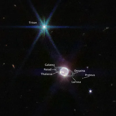 Джеймс Уэбб» сделал потрясающее фото Нептуна, его колец и спутников