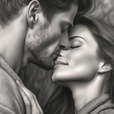 Поцелуй мужчины и женщины нежность …» — создано в Шедевруме